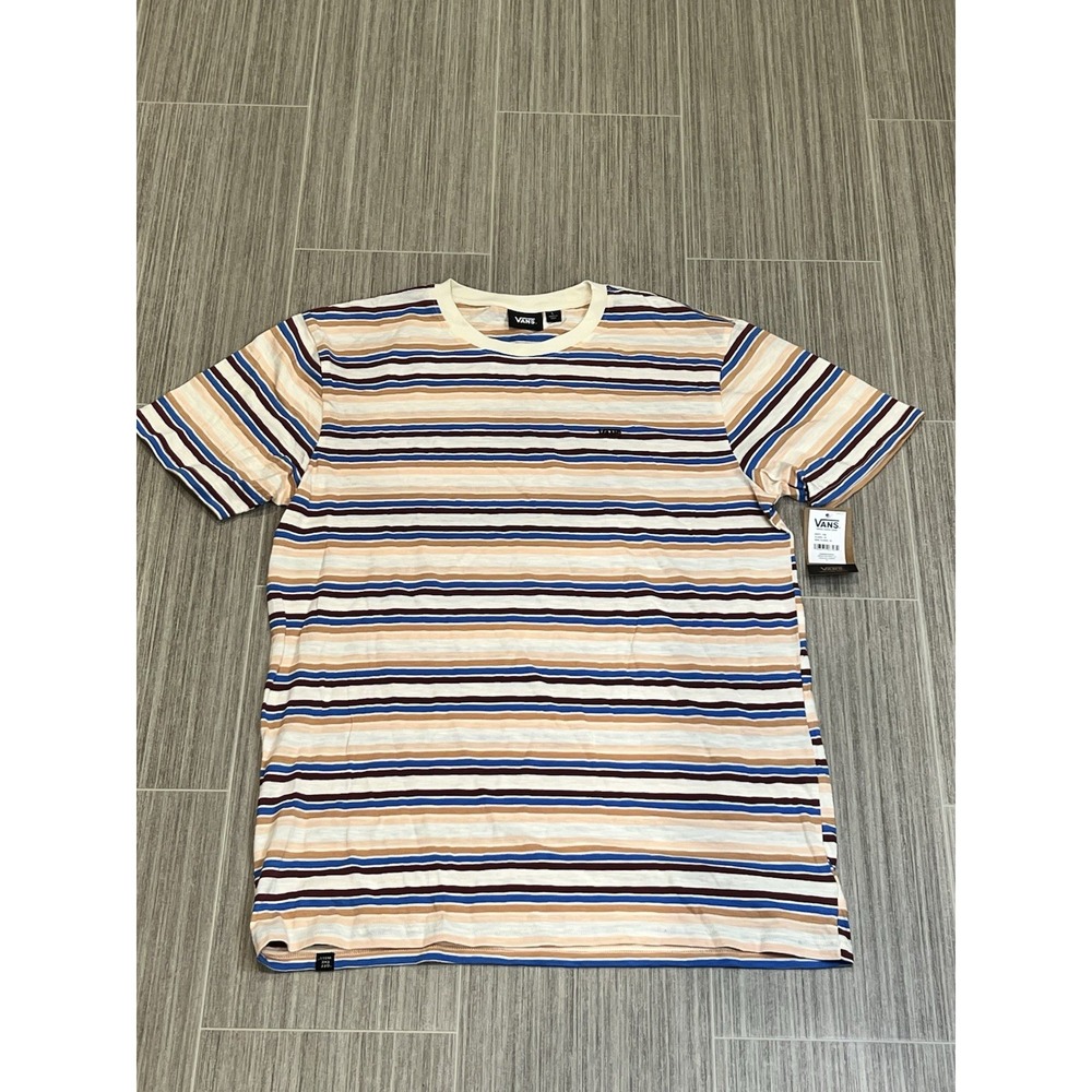 NWT VANS Off The Wall Striped Embroidered Short Sleeve‎ T-Shirt Size Large